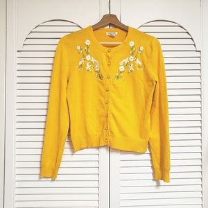 Vintage embroidered marigold cardigan
